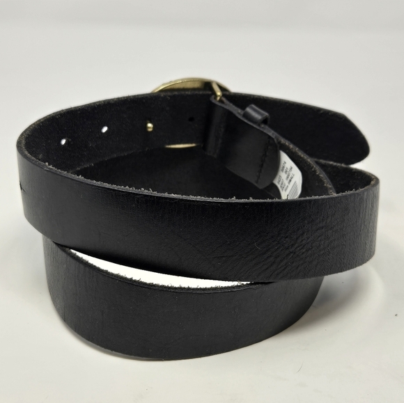 AMERICAN EAGLE BLACK LEATHER BELT EMBELLISHED BLACK RHINESTONE BUCKLE WOMEN S - Picture 2 of 14